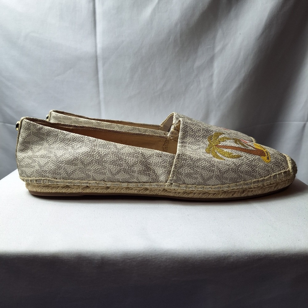 MICHAEL KORS "Kendrick" Slip-On Espadrille Sz 8 Signature Monogram AOP Palm Tree - Picture 6 of 10
